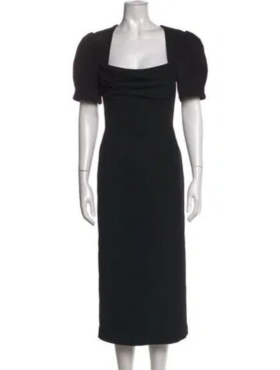Pre-owned Rebecca Vallance Square Neckline Midi Length Dress In Black