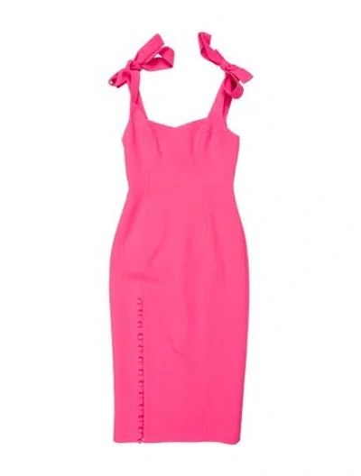 Pre-owned Rebecca Vallance Square Neckline Midi Length Dress In Pink