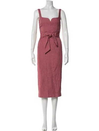 Pre-owned Rebecca Vallance Square Neckline Midi Length Dress In Pink