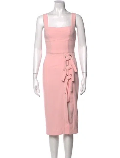 Pre-owned Rebecca Vallance Square Neckline Midi Length Dress In Pink