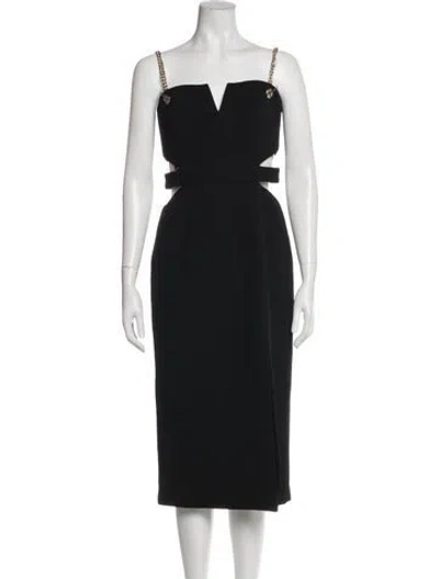 Pre-owned Rebecca Vallance Square Neckline Midi Length Dress W/ Tags In Black