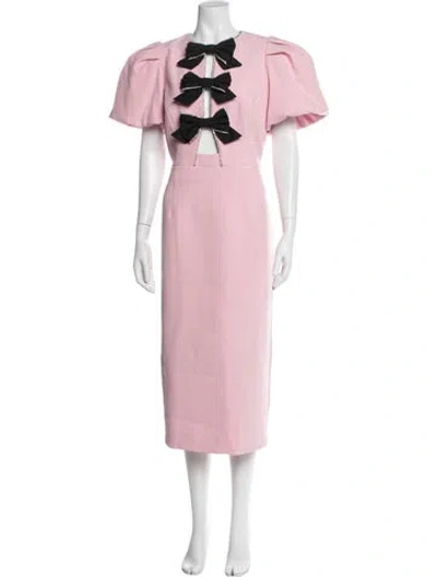 Pre-owned Rebecca Vallance Square Neckline Midi Length Dress W/ Tags In Pink