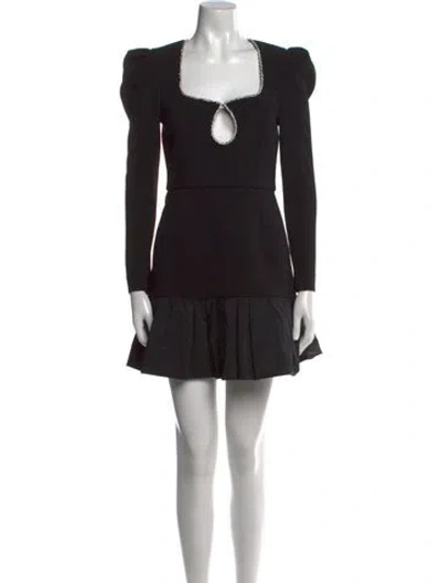 Pre-owned Rebecca Vallance Square Neckline Mini Dress In Black