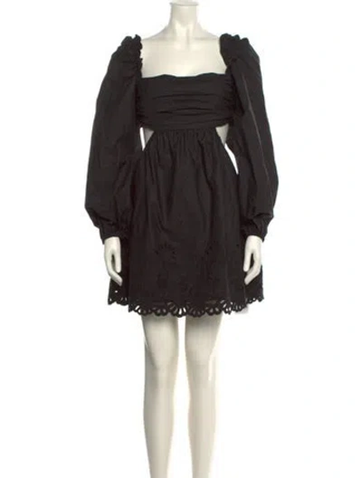 Pre-owned Rebecca Vallance Square Neckline Mini Dress In Black