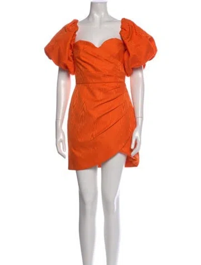 Pre-owned Rebecca Vallance Square Neckline Mini Dress In Orange