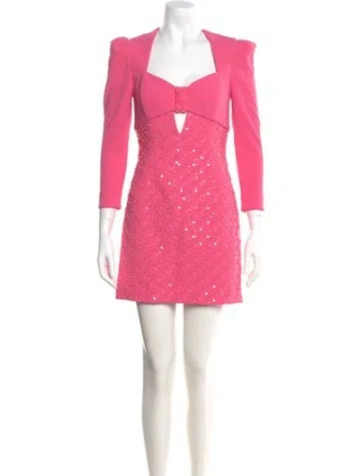 Pre-owned Rebecca Vallance Square Neckline Mini Dress In Pink