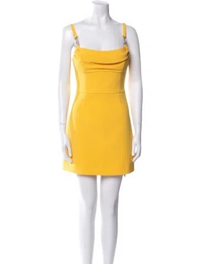Pre-owned Rebecca Vallance Square Neckline Mini Dress In Yellow