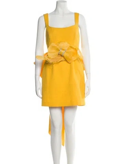 Pre-owned Rebecca Vallance Square Neckline Mini Dress In Yellow