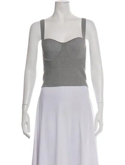 Pre-owned Rebecca Vallance Square Neckline Sleeveless Top In White