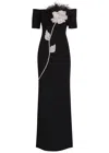 Rebecca Vallance Starlight Embellished Crepe Gown In Black