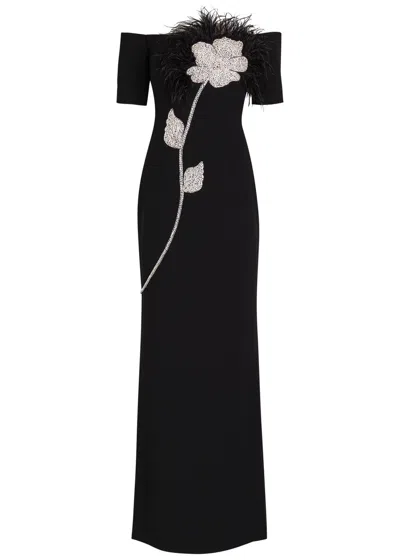 Rebecca Vallance Starlight Embellished Crepe Gown In Black