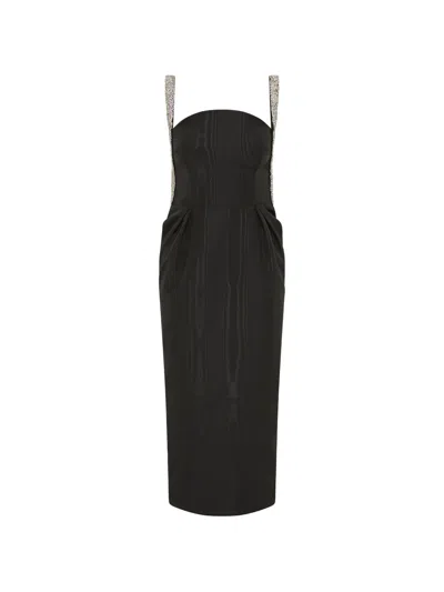 Rebecca Vallance Strap-embellished Midi Dress In Black