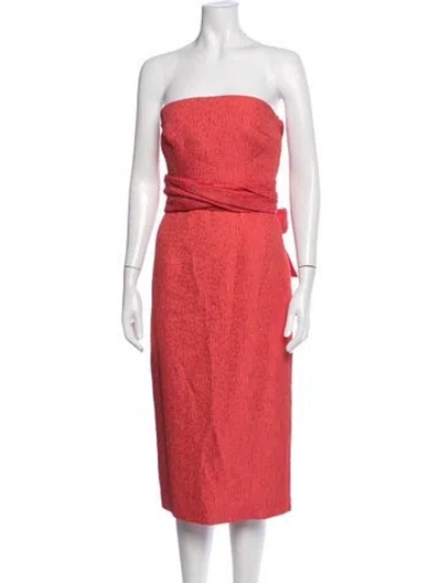 Pre-owned Rebecca Vallance Strapless Knee-length Dress In Red