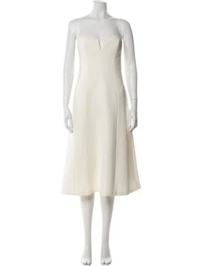 Pre-owned Rebecca Vallance Strapless Midi Length Dress In Neutral