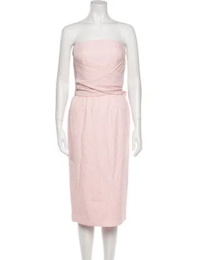 Pre-owned Rebecca Vallance Strapless Midi Length Dress In Pink