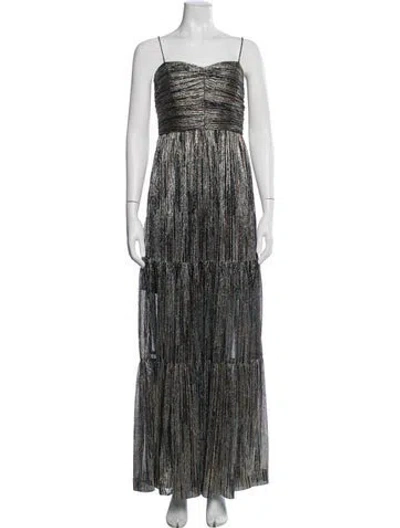 Pre-owned Rebecca Vallance Striped Long Dress In Black