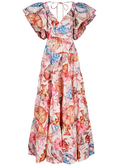 Rebecca Vallance Summer Seas Floral-print Gown In Multicoloured