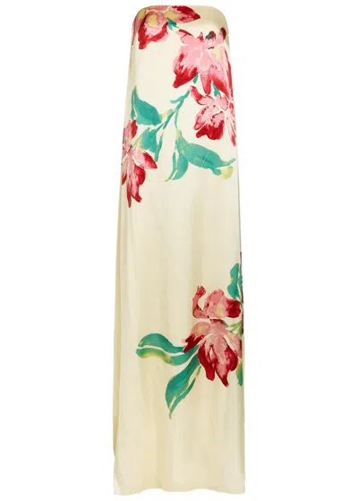 Rebecca Vallance Sunblush Bloom Floral-print Silk Maxi Dress In Neutral