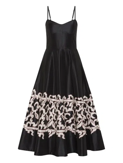 Rebecca Vallance Sundia Printed Midi Dress In Black