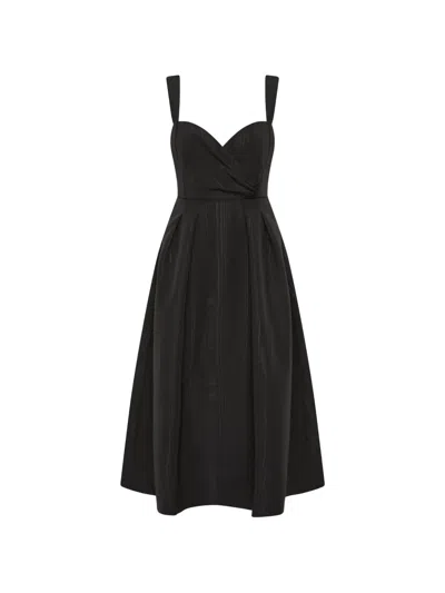 Rebecca Vallance Sweetheart-neck Midi Dress In Black