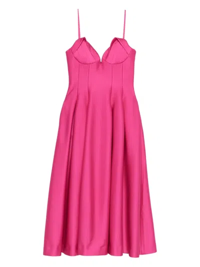 Rebecca Vallance Sweetheart-neck Pleated Dress In Pink