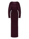 Rebecca Vallance Syrah Pleated Belted Gown In Burgundy