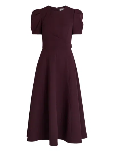 Rebecca Vallance Syrah Puff-sleeve A-line Midi Dress In Purple