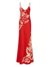 Rebecca Vallance Tallara Chain-embellished Floral Maxi Dress In Red