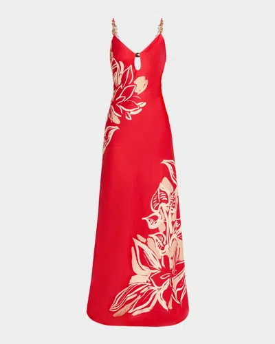 Rebecca Vallance Tallara Low-back Cutout Maxi Dress In Red