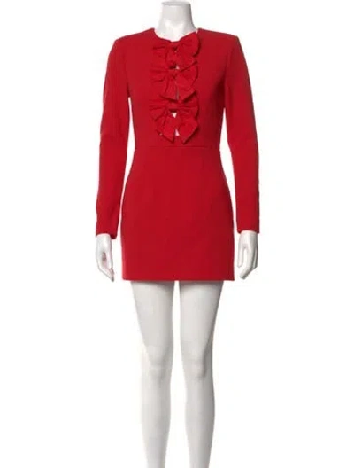 Pre-owned Rebecca Vallance Tie Neck Mini Dress In Red