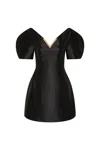 Rebecca Vallance Tindra Mini Puffed Dress In Black