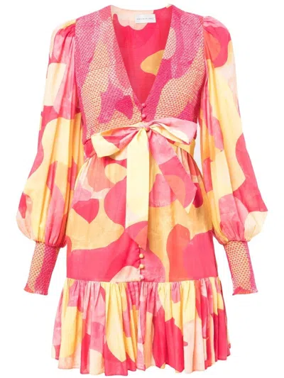 Rebecca Vallance Toretta Kaftan Ruffle-trim Dress In Pink