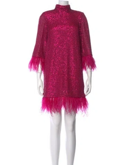 Pre-owned Rebecca Vallance Turtleneck Mini Dress In Pink