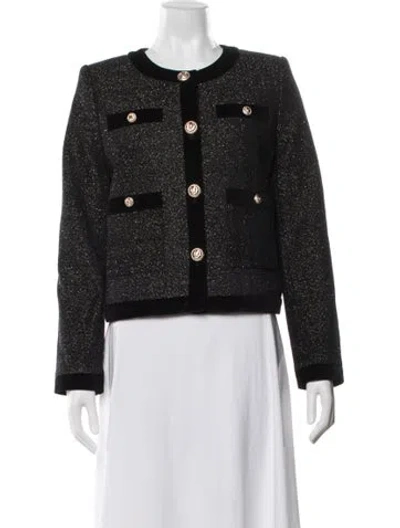 Pre-owned Rebecca Vallance Tweed Pattern Blazer In Black