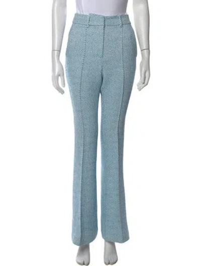 Pre-owned Rebecca Vallance Tweed Pattern Flared Pants In Blue