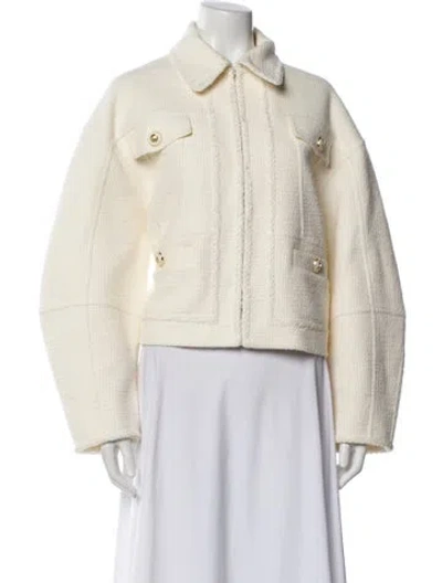 Pre-owned Rebecca Vallance Tweed Pattern Jacket In White