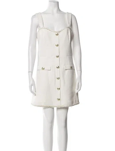 Pre-owned Rebecca Vallance Tweed Pattern Mini Dress In White