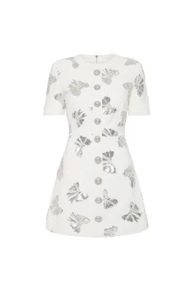Rebecca Vallance Valor Short Sleeve Mini Dress In White