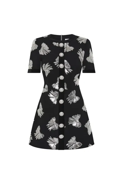 Rebecca Vallance Valor Short Sleeve Mini Dress In Black