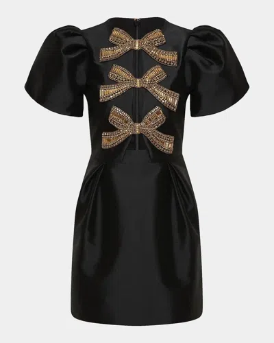 Rebecca Vallance Venus Cutout Bow-embellished Mini Dress In Black