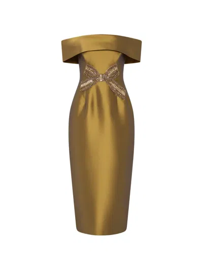 Rebecca Vallance Venus Midi Dress In Gold