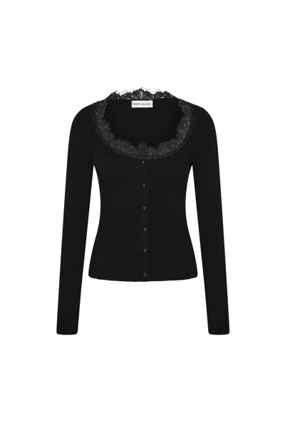 Rebecca Vallance Verity Lace-detail Ribbed Cardigan In Black