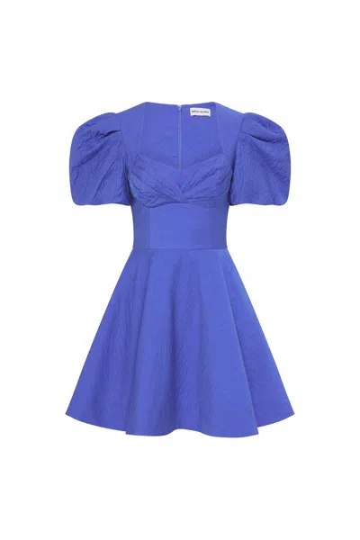 Rebecca Vallance Viola Puff Sleeve Mini Dress In Blue