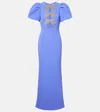 Rebecca Vallance Puff-sleeve Violetta Maxi Dress In Blue