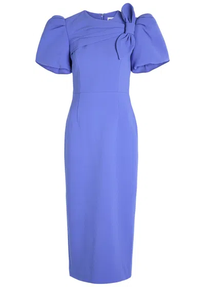 Rebecca Vallance Violetta Bow-embellished Crepe Midi Dress In Blue
