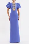 Rebecca Vallance Puff-sleeve Violetta Maxi Dress In Blue