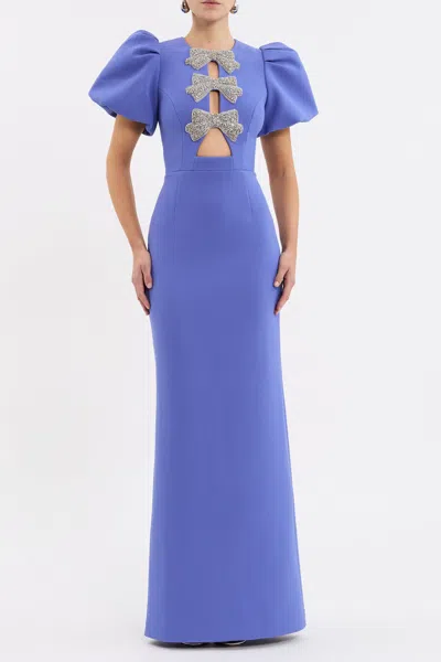 Rebecca Vallance Violetta Puff Sleeve Gown In Blue