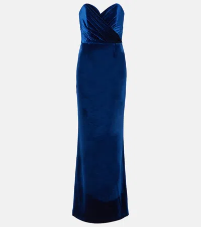 Rebecca Vallance Vivicia Velvet Gown In Blau
