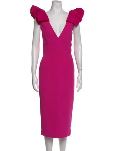 Pre-owned Rebecca Vallance V-neck Knee-length Dress In Pink
