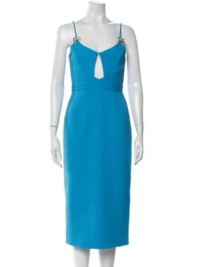 Pre-owned Rebecca Vallance V-neck Knee-length Dress W/ Tags In Blue
